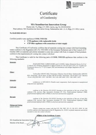 Certificate of Conformity RAD 2022 09 26 1